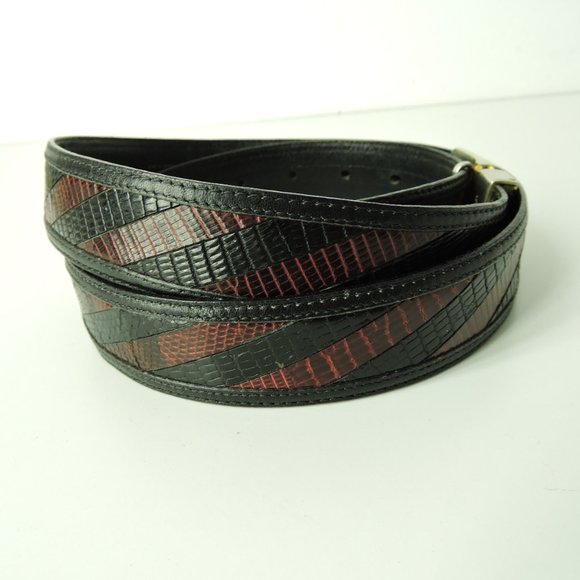 VTG Beltrami maroon black belt sz 32 / Cartier gold silver pin buckle made Italy - Picture 8 of 13